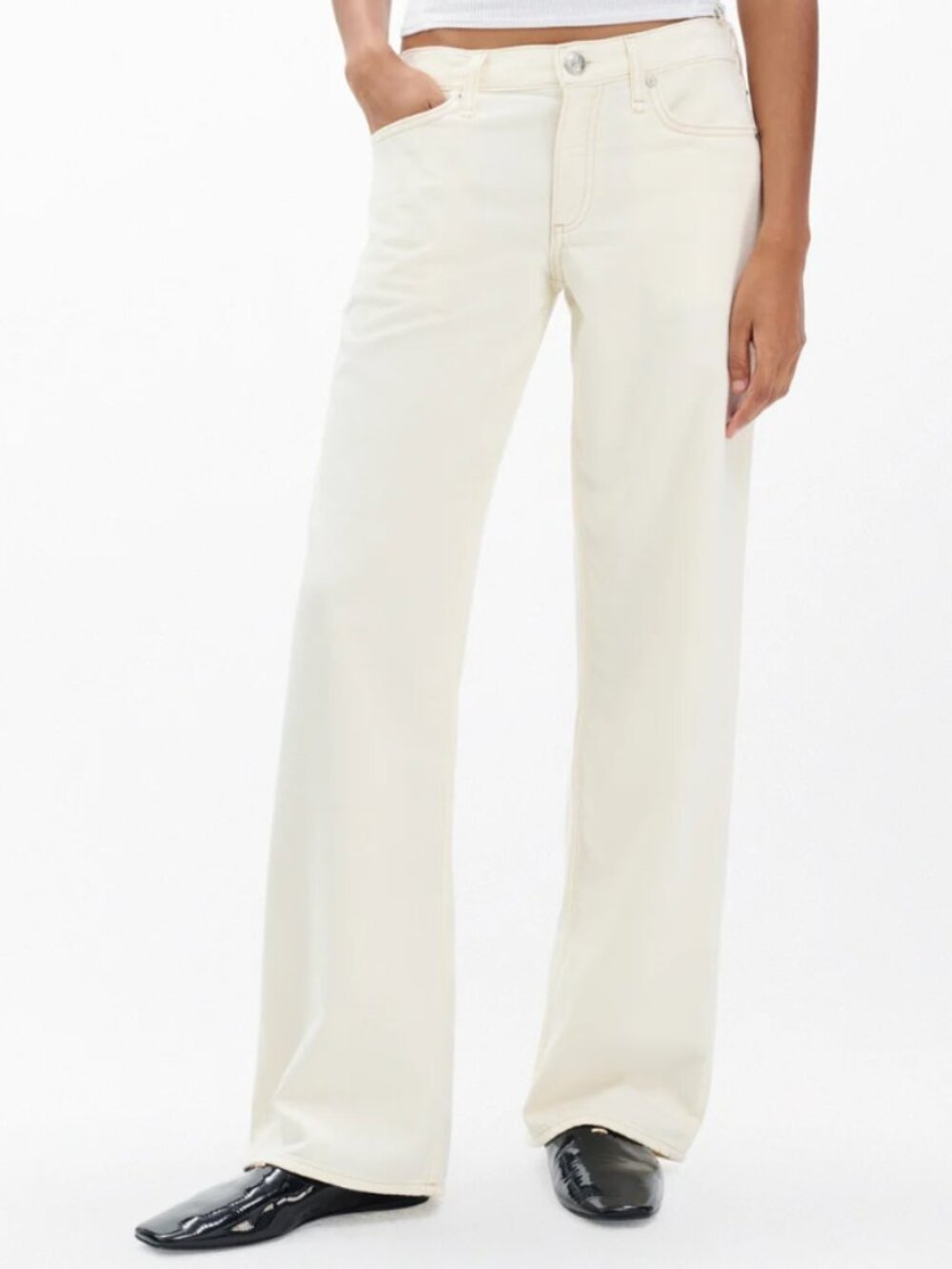 NWT Rag & Bone Saige Relaxed Straight Jeans Ecru Size 26